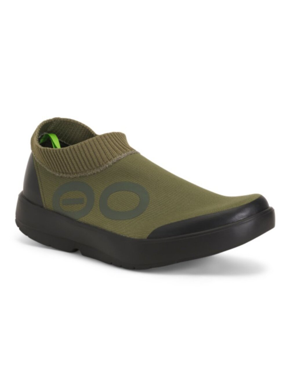 (New) OOFOS – Oomg Eezee Knit Cushioned Recovery Shoes (Black/Green) – Men's 12